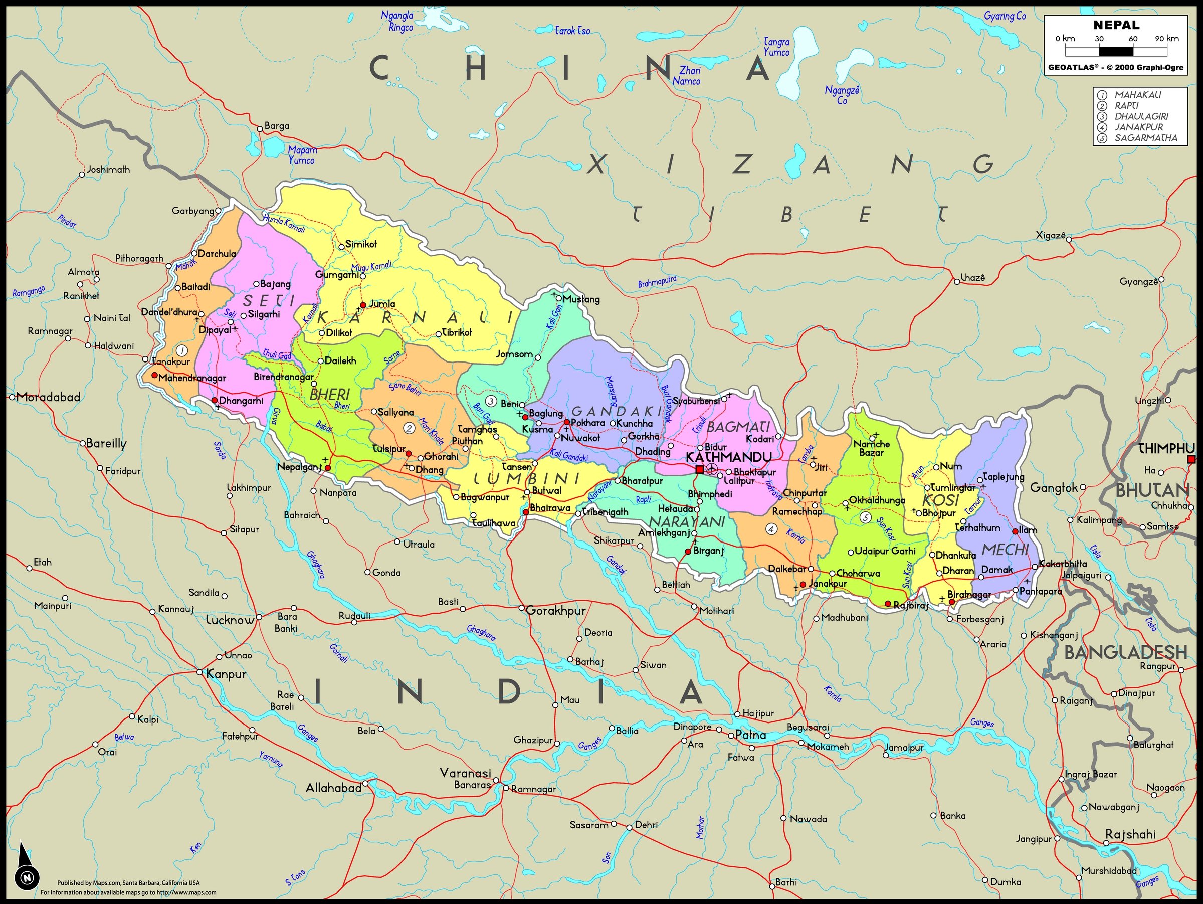 nepal on map